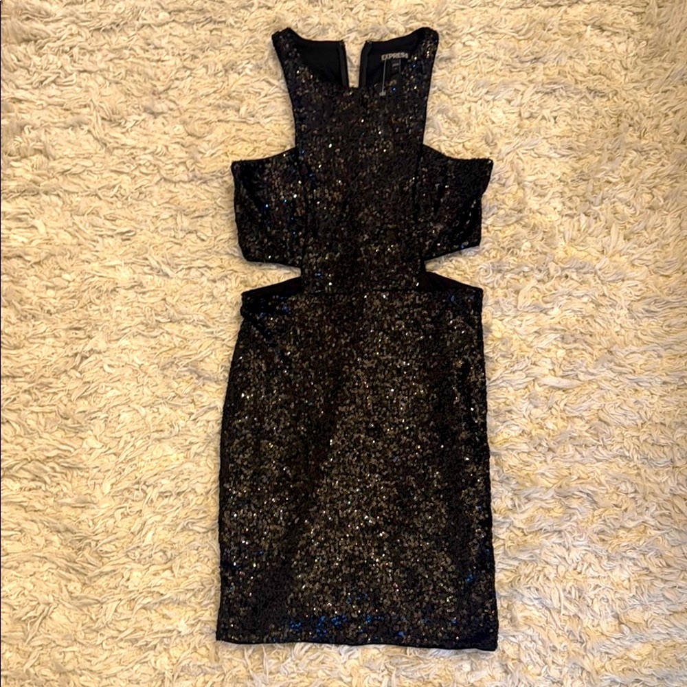 🔥🔥🔥   EXPRESS Elegant Black Sequin Dress - Picture 3 of 7